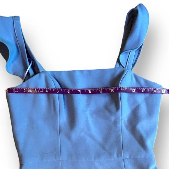 French Connection Whisper Ruffled Strap Dress Periwinkle Size 2 Paradiso Blue - Picture 4 of 10